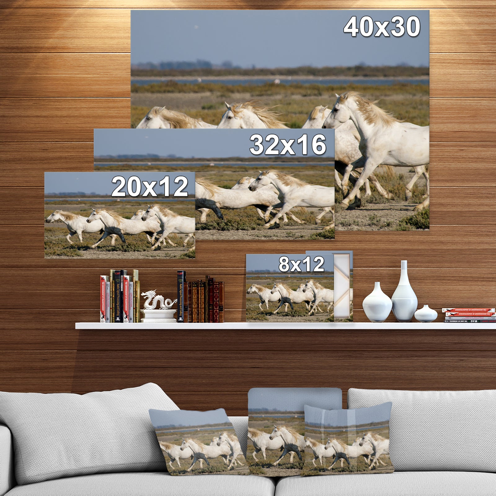 France Galloping White Horse - Farmhouse Animals Photographic on wrapped Canvas