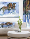 Horses running in winter - Farmhouse Animals Photographic on wrapped Canvas