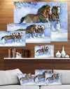 Horses running in winter - Farmhouse Animals Photographic on wrapped Canvas