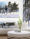 Girl on white dressage horse in winter f - Farmhouse Animals Photographic on wrapped Canvas