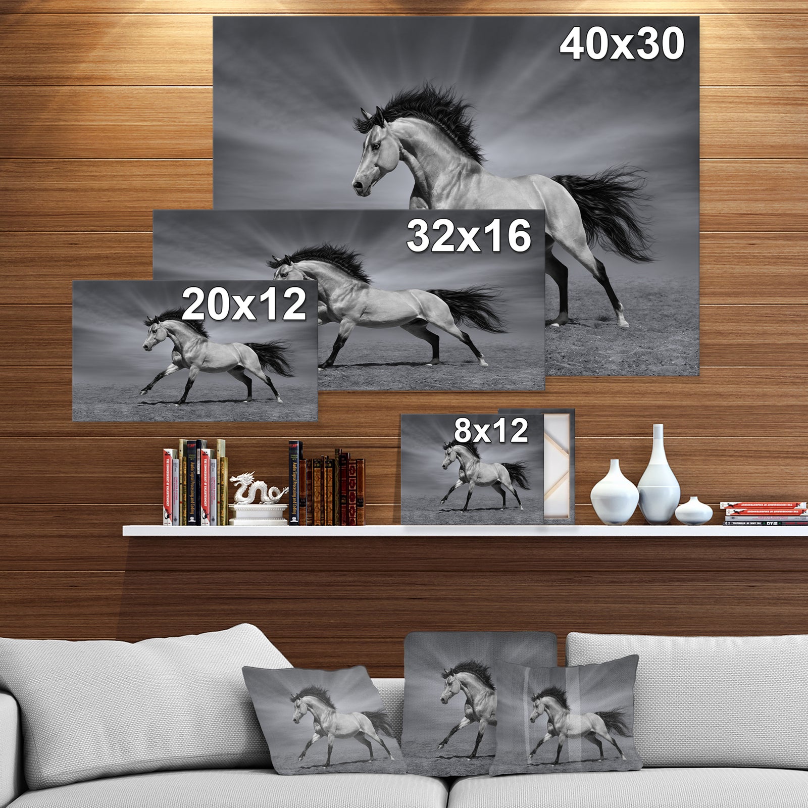 Chestnut horse in motion - Farmhouse Animals Photographic on wrapped Canvas