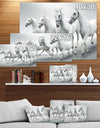 Four White Horses - Farmhouse Animals Photographic on wrapped Canvas