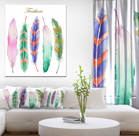 Colored Feathers - Animals Painting Print on Wrapped Canvas