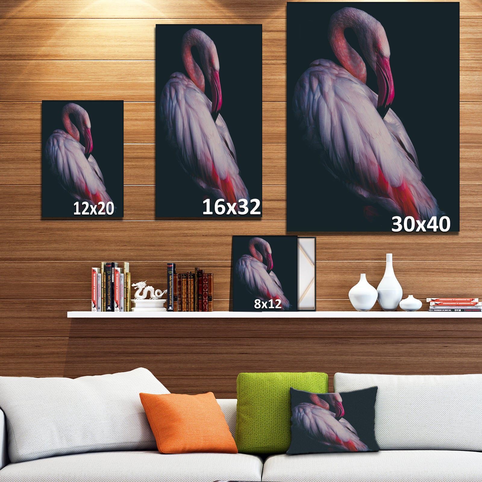 Pink Flamingo - Contemporary Art on wrapped Canvas
