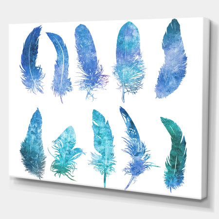 Blue Feathers - Animals Painting Print on Wrapped Canvas