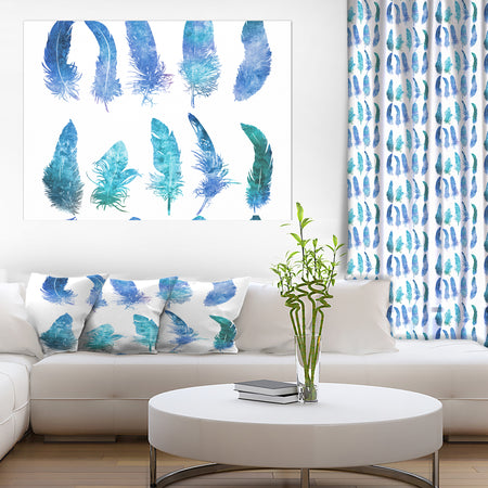 Blue Feathers - Animals Painting Print on Wrapped Canvas