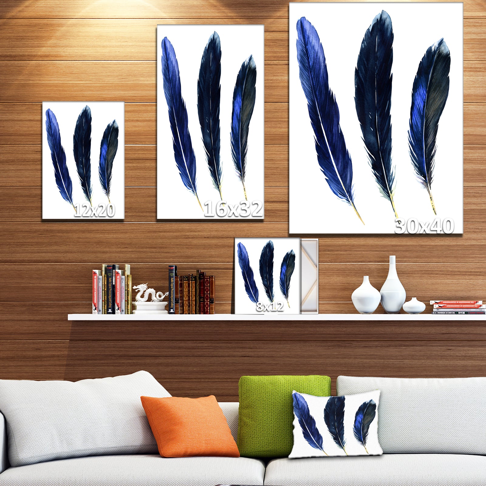 Three Feathers - Animals Painting Print on Wrapped Canvas