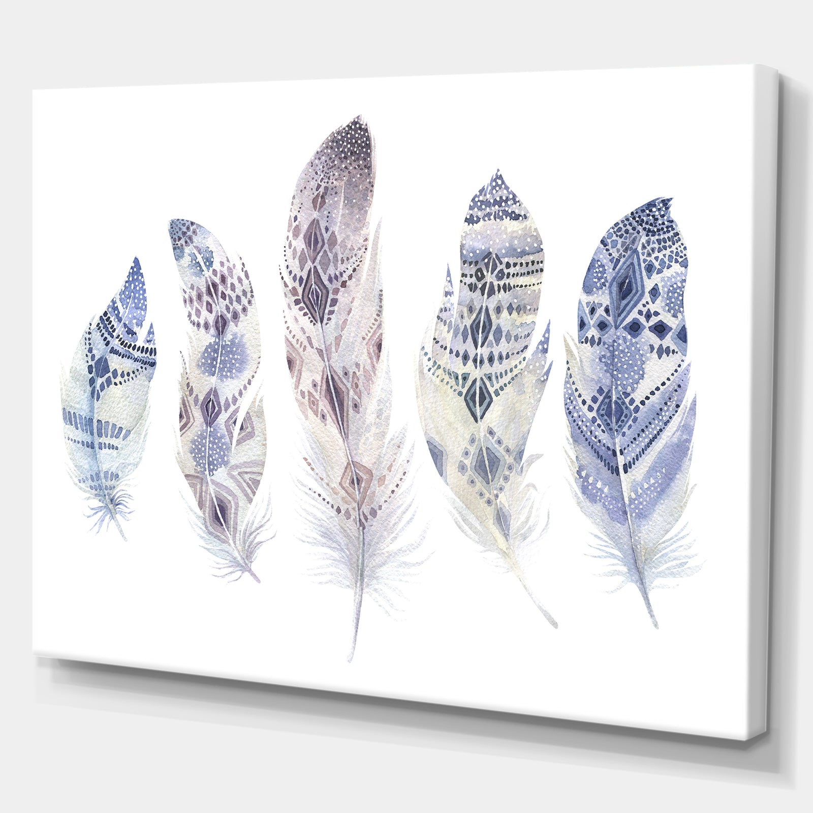 Five Feathers - Animals Painting Print on Wrapped Canvas