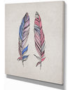 Two Vintage Shabby Feather - Animals Painting Print on Wrapped Canvas