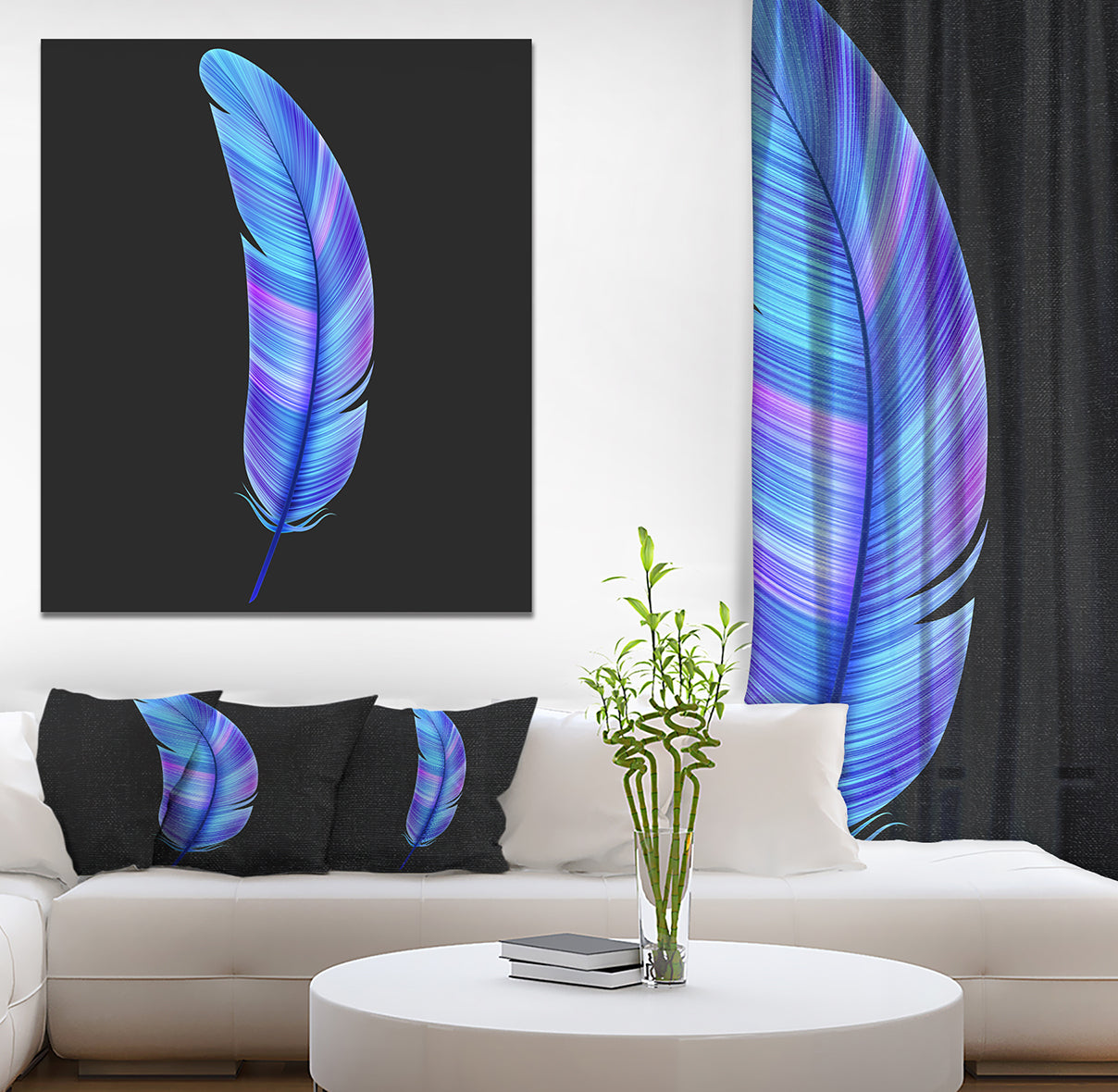 Colorful Pattern Feather - Digital Art on wrapped Canvas