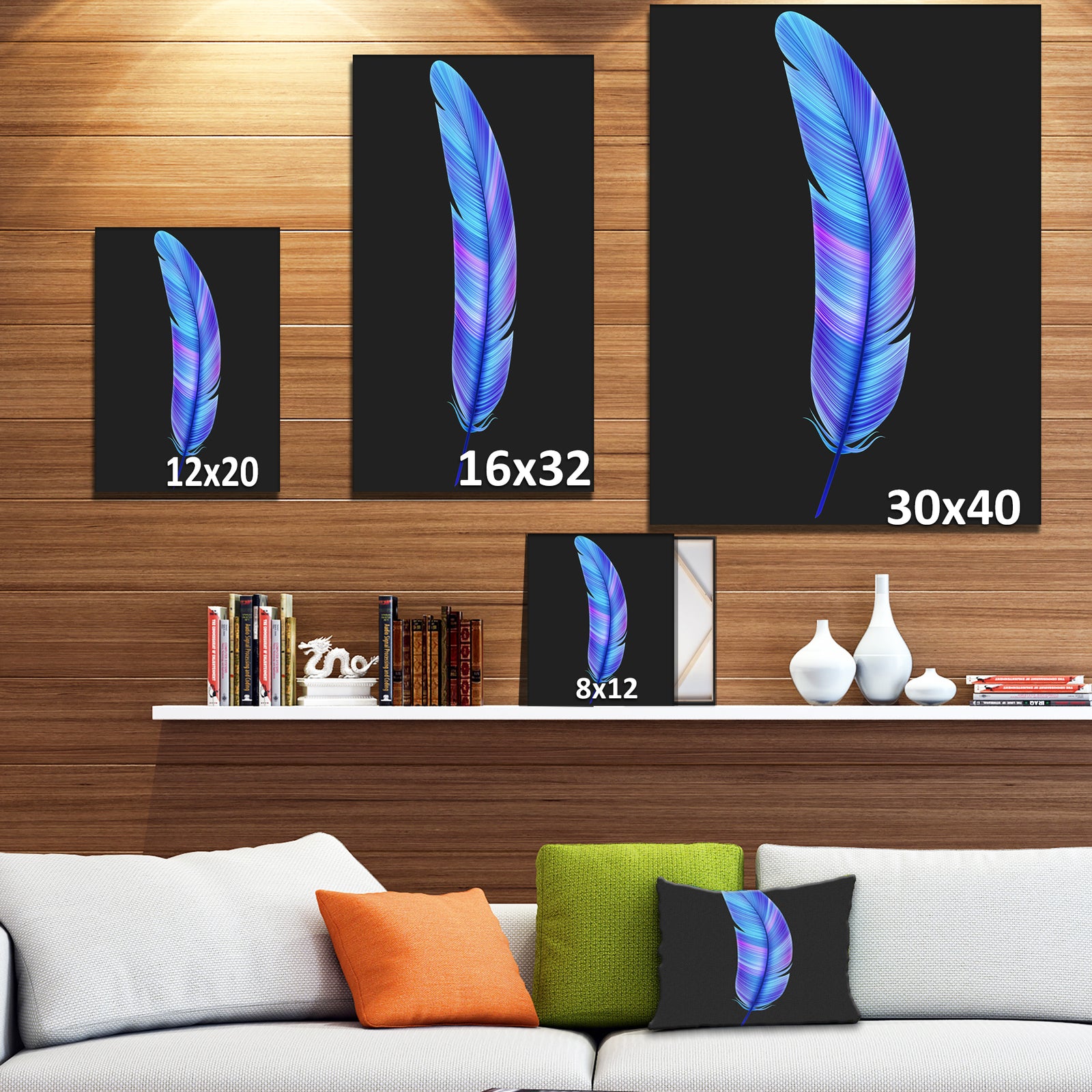 Colorful Pattern Feather - Digital Art on wrapped Canvas