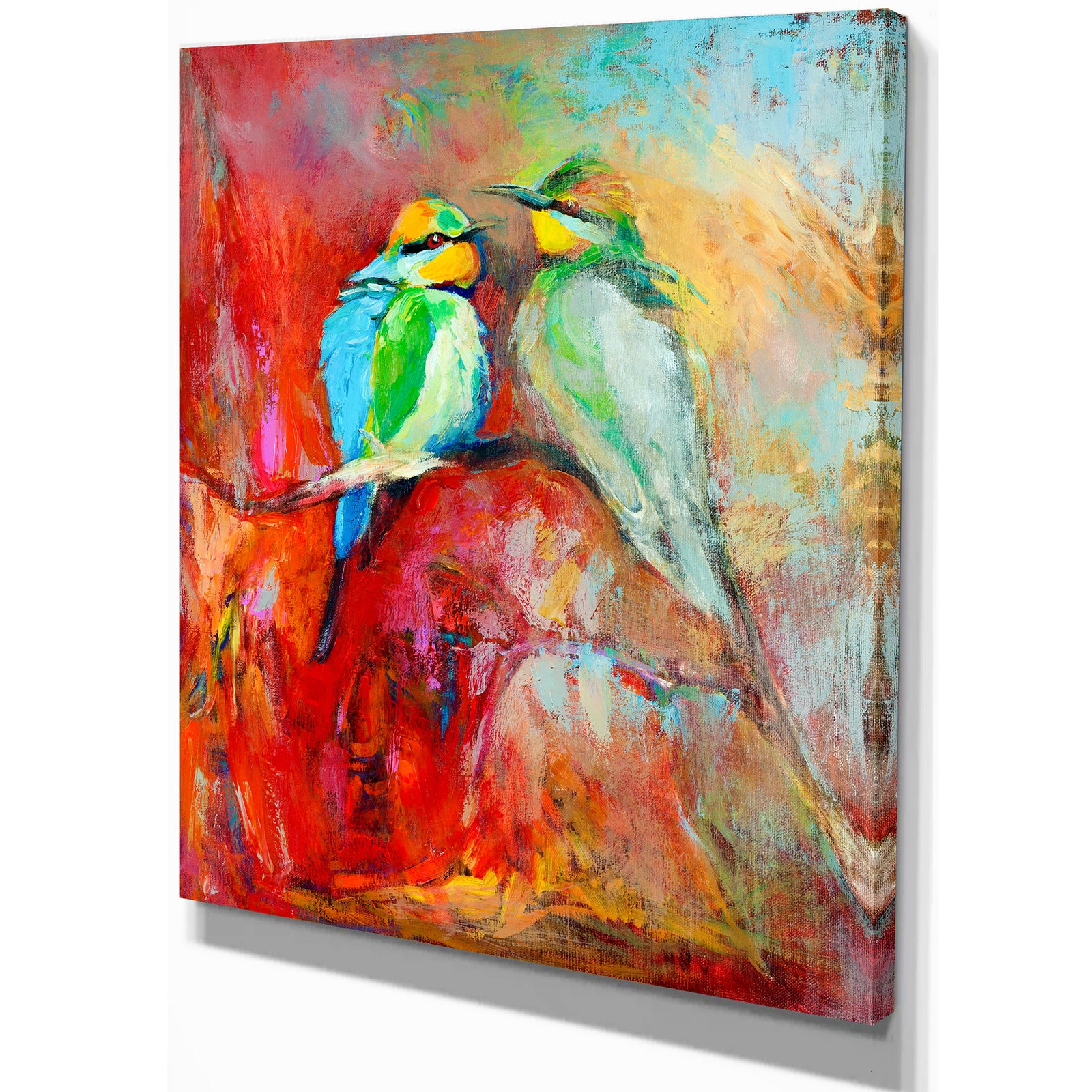 Blue tailed bee eaters - Animals Painting Print on Wrapped Canvas