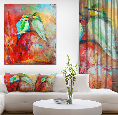 Blue tailed bee eaters - Animals Painting Print on Wrapped Canvas
