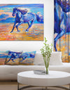 Blue horse - Farmhouse Animal Painting Print on Wrapped Canvas