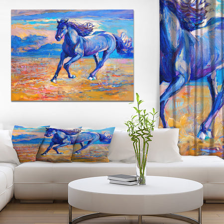 Blue horse - Farmhouse Animal Painting Print on Wrapped Canvas