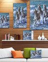 Three Horses Running in Seaside - Farmhouse Animal Painting Print on Wrapped Canvas