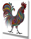 2017 Colored Patterns Rooster - Farmhouse Animal Painting Print on Wrapped Canvas