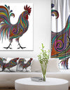 2017 Colored Patterns Rooster - Farmhouse Animal Painting Print on Wrapped Canvas