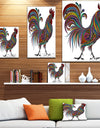 2017 Colored Patterns Rooster - Farmhouse Animal Painting Print on Wrapped Canvas