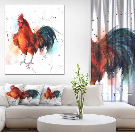 BrightColored rooster - Farmhouse Animal Painting Print on Wrapped Canvas