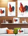 BrightColored rooster - Farmhouse Animal Painting Print on Wrapped Canvas