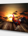 Rooster in morning sunrise - Digital Art on wrapped Canvas