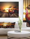 Rooster in morning sunrise - Digital Art on wrapped Canvas