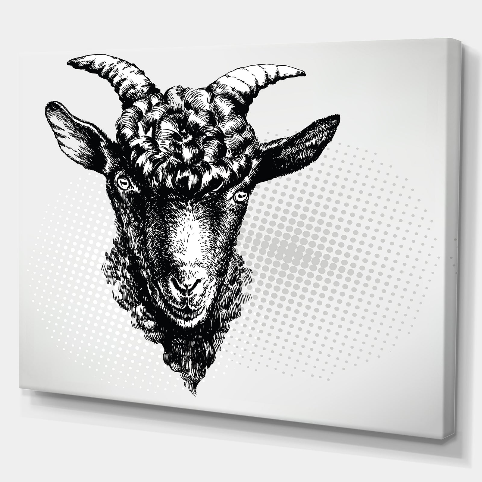 Black Goat - Farmhouse Animal Painting Print on Wrapped Canvas