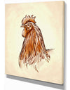 Rooseter in Engrave Ink Draw - Farmhouse Animal Painting Print on Wrapped Canvas