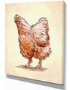 Droody Hen in Engrave Ink Draw - Farmhouse Animal Painting Print on Wrapped Canvas