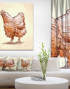 Droody Hen in Engrave Ink Draw - Farmhouse Animal Painting Print on Wrapped Canvas