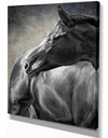 Black Horse - Farmhouse Animal Painting Print on Wrapped Canvas