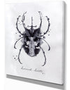 Monotype horned beetle black - Animals Painting Print on Wrapped Canvas