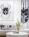 Monotype horned beetle black - Animals Painting Print on Wrapped Canvas