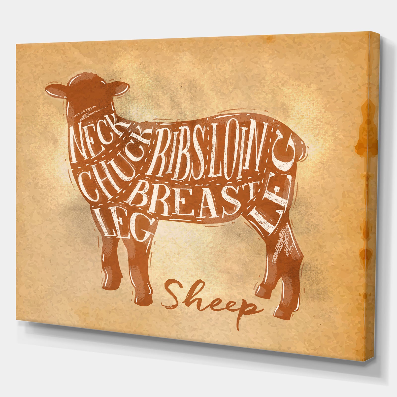 Sheep lamb cutting scheme craft - Farmhouse Animal Painting Print on Wrapped Canvas