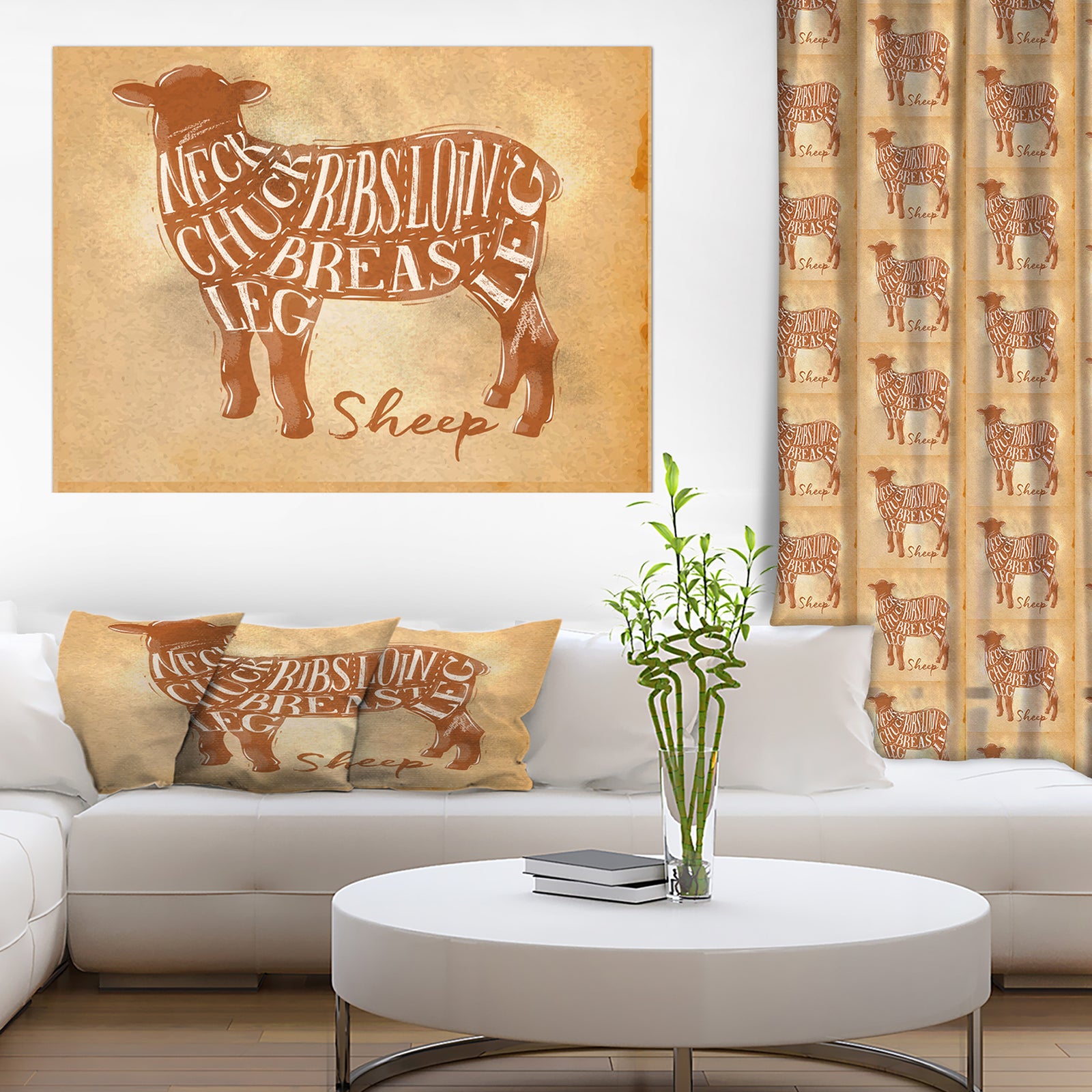 Sheep lamb cutting scheme craft - Farmhouse Animal Painting Print on Wrapped Canvas