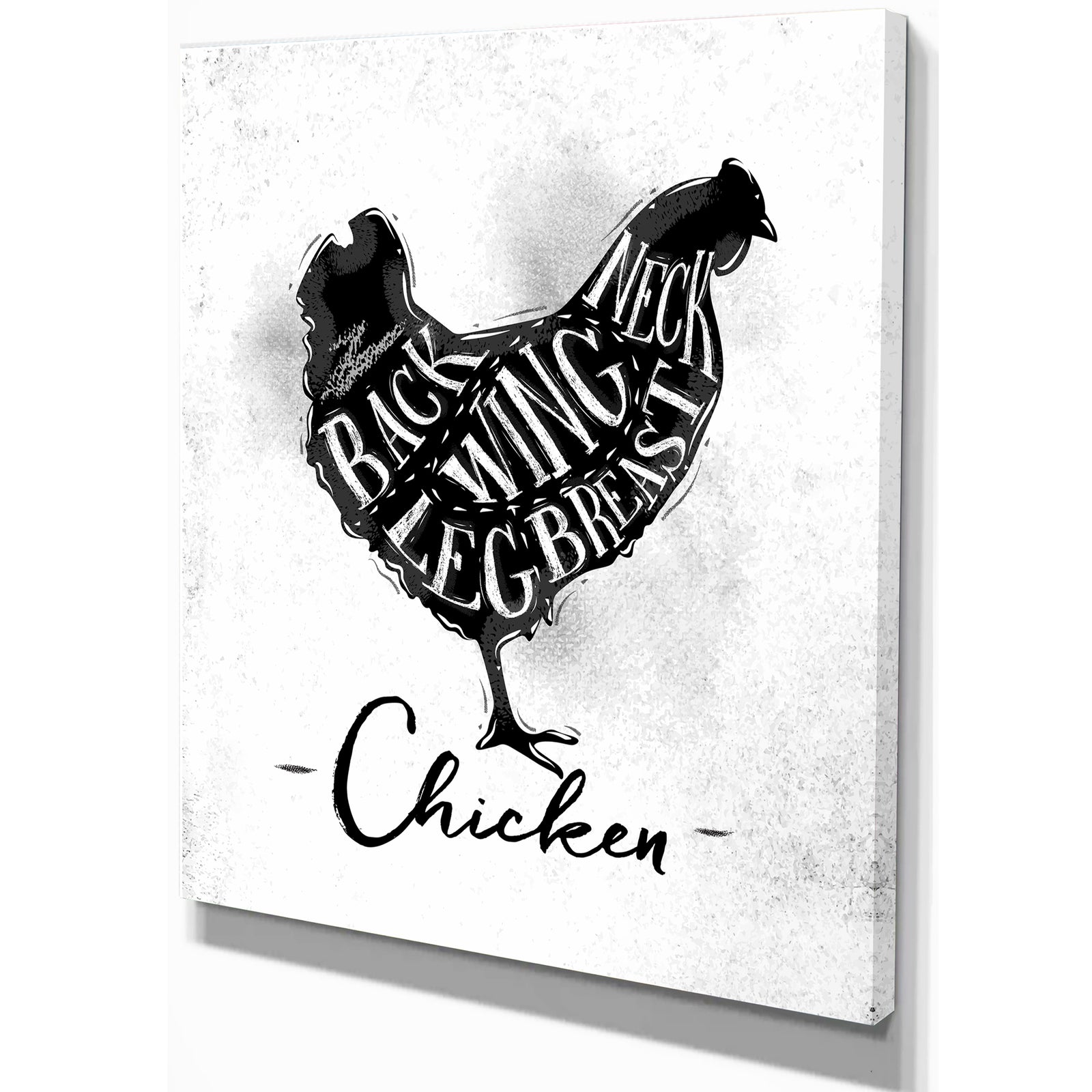 Chicken cutting scheme - Farmhouse Animal Painting Print on Wrapped Canvas