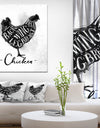 Chicken cutting scheme - Farmhouse Animal Painting Print on Wrapped Canvas