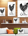 Chicken cutting scheme - Farmhouse Animal Painting Print on Wrapped Canvas