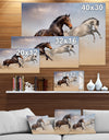 Two Horse Run in Desert at Cloudy Sky - Animals photographyPrint on Wrapped Canvas