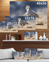 White andalusian horse in desert dust - Animals photographyPrint on Wrapped Canvas