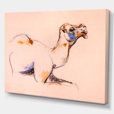 Camel sketch - Animals Sketch Painting Print on Wrapped Canvas