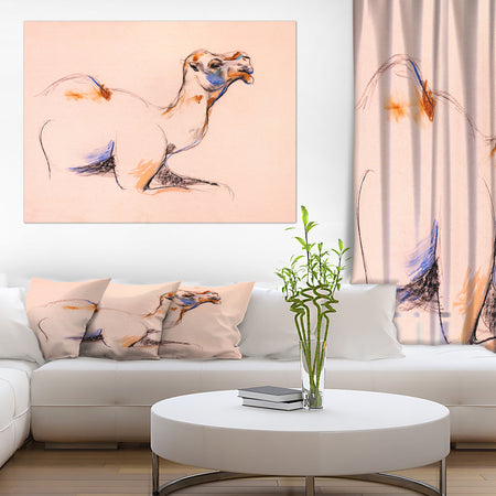 Camel sketch - Animals Sketch Painting Print on Wrapped Canvas
