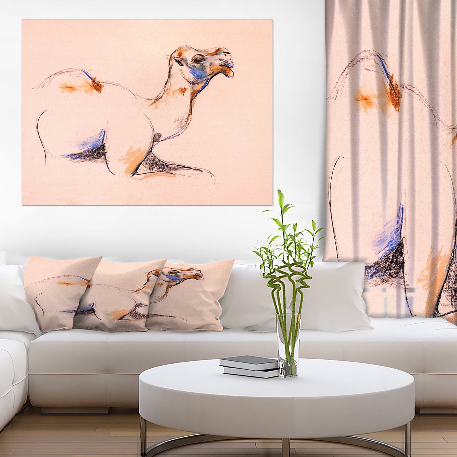 Camel sketch - Animals Sketch Painting Print on Wrapped Canvas