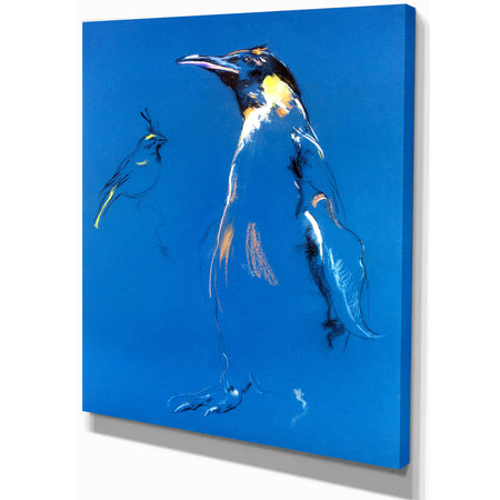 Penguin sketch - Animals Sketch Painting Print on Wrapped Canvas