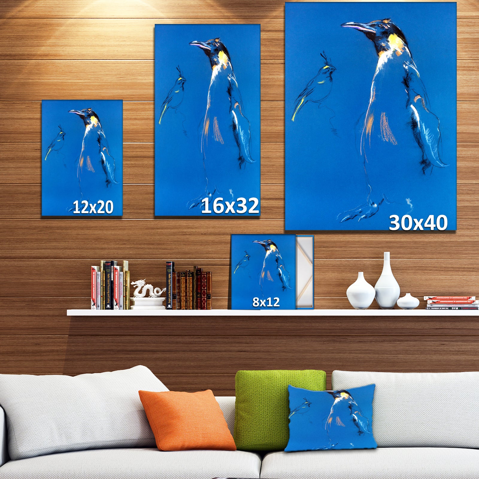 Penguin sketch - Animals Sketch Painting Print on Wrapped Canvas