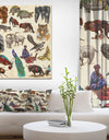 Pack Of Animals illustration - Sketch of Africa Animals of Painting Print on Wrapped Canvas