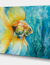 Goldfish in water - Animals Painting Print on Wrapped Canvas