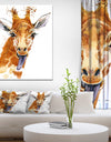 Cute Giraffe Illustration - Animals Painting Print on Wrapped Canvas