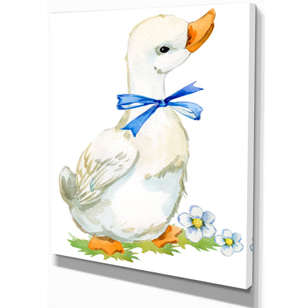 Cute domestic duck - Sketch of Farmhouse Animals of Painting Print on Wrapped Canvas